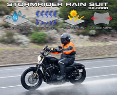 Nelson Rigg Stormrider pants side view with elastic waist and boot stirrups