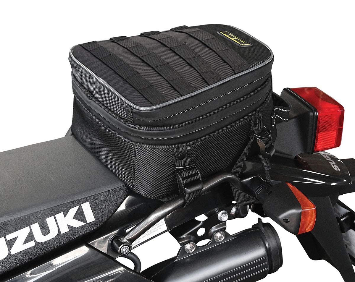 Nelson-Rigg Trails End tail bag mounted on a rack during rugged riding