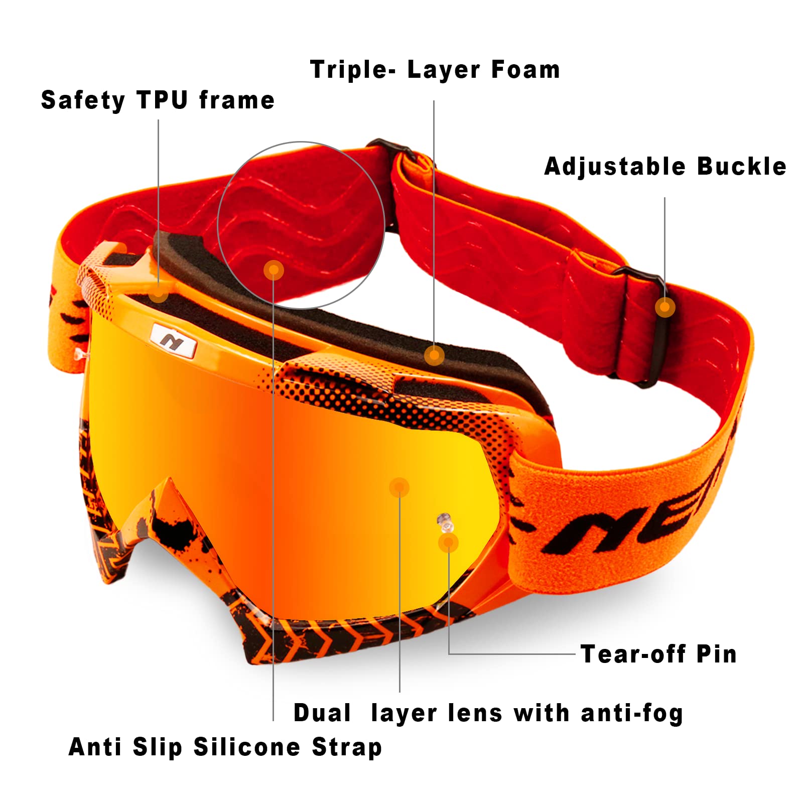 NENKI adjustable strap fits motocross, MTB, and ski helmets