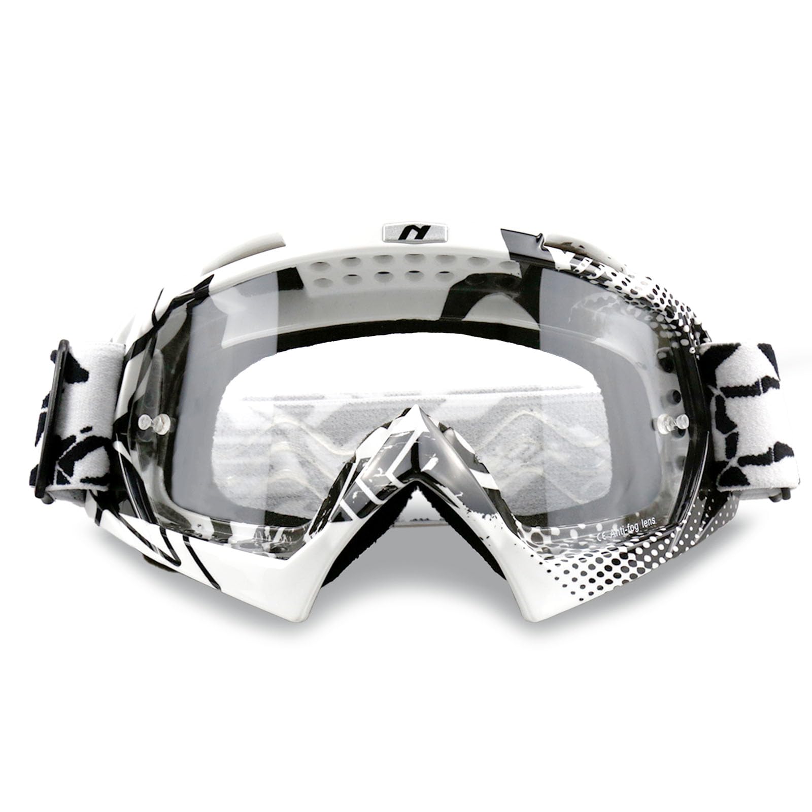 NENKI dirt bike goggles front view with anti fog clear lens for visibility