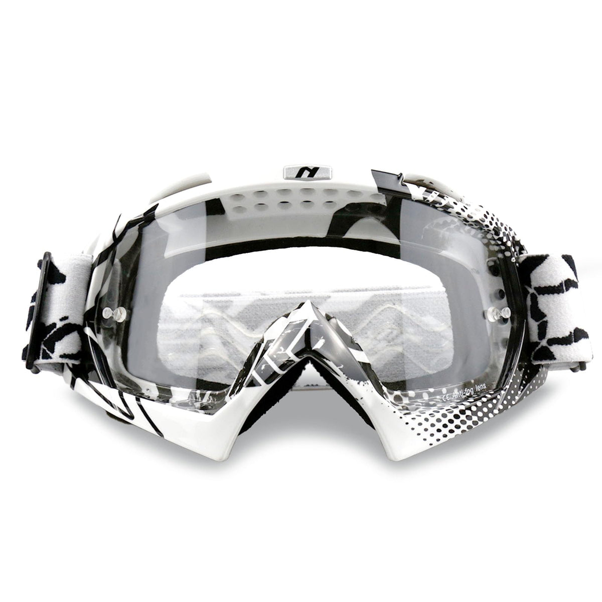 NENKI dirt bike goggles front view with anti fog clear lens for visibility