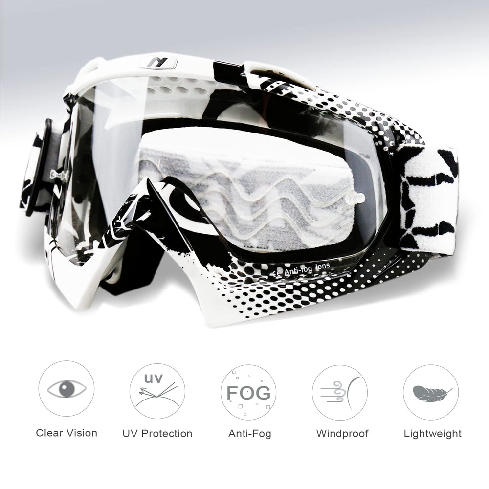 NENKI dirt bike goggles side profile showing adjustable strap for secure helmet fit