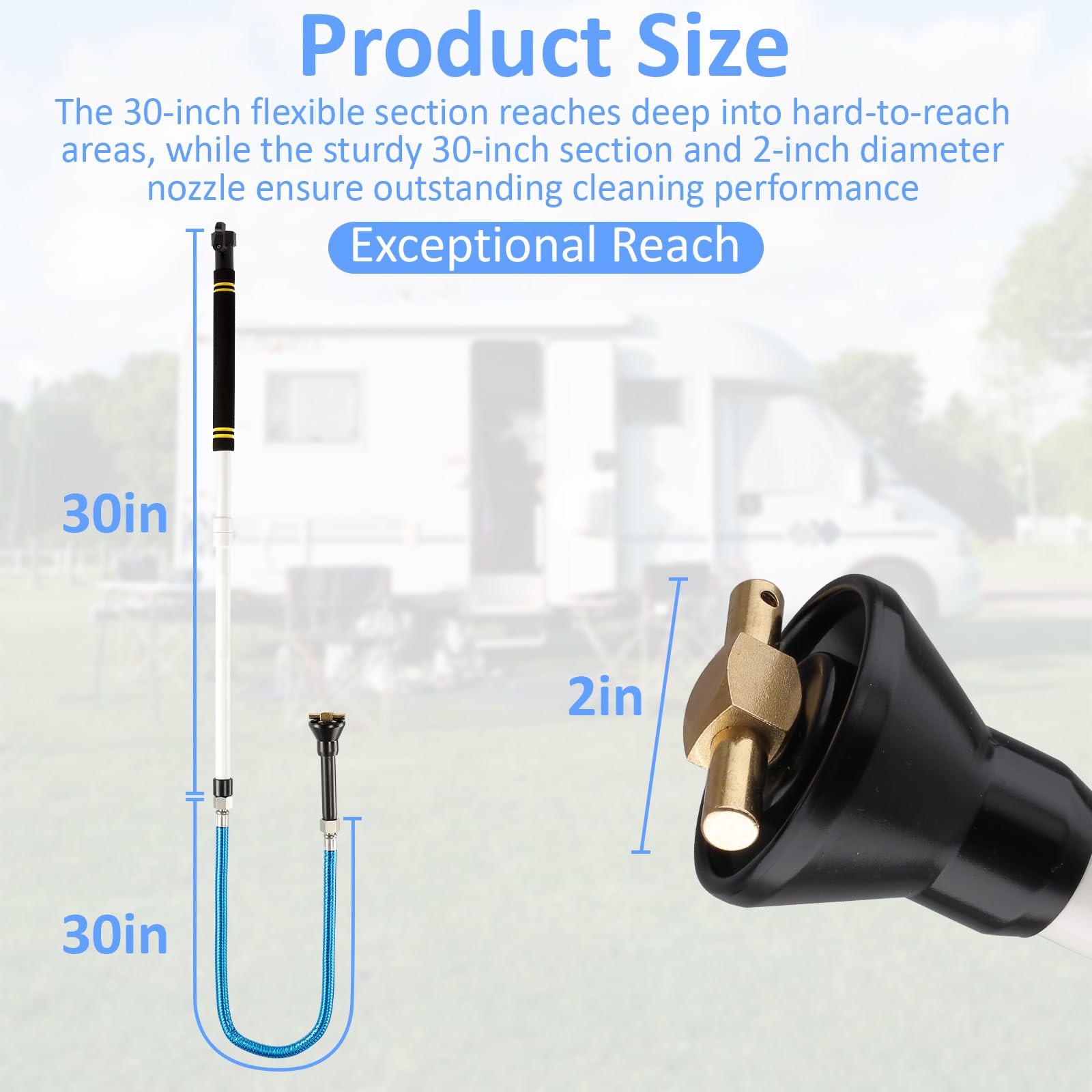 Nenkim wand with 30-inch hose extends reach for thorough tank flushing