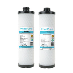 Neo-Pure NP-KW1 10-inch carbon block cartridge reduces chlorine and sediment in RV water