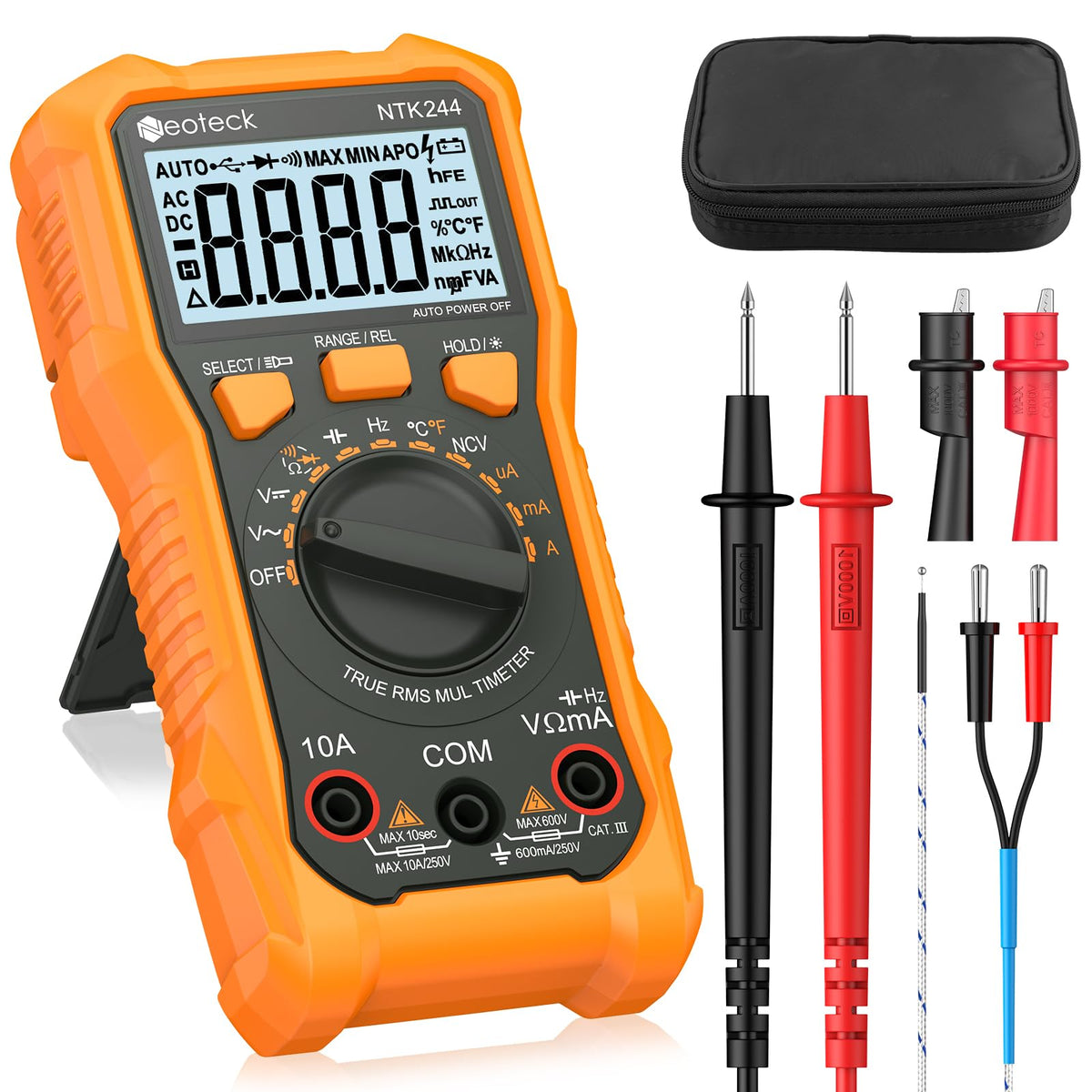 Neoteck 6000-counts multimeter with NCV detects live wires in car and home tests