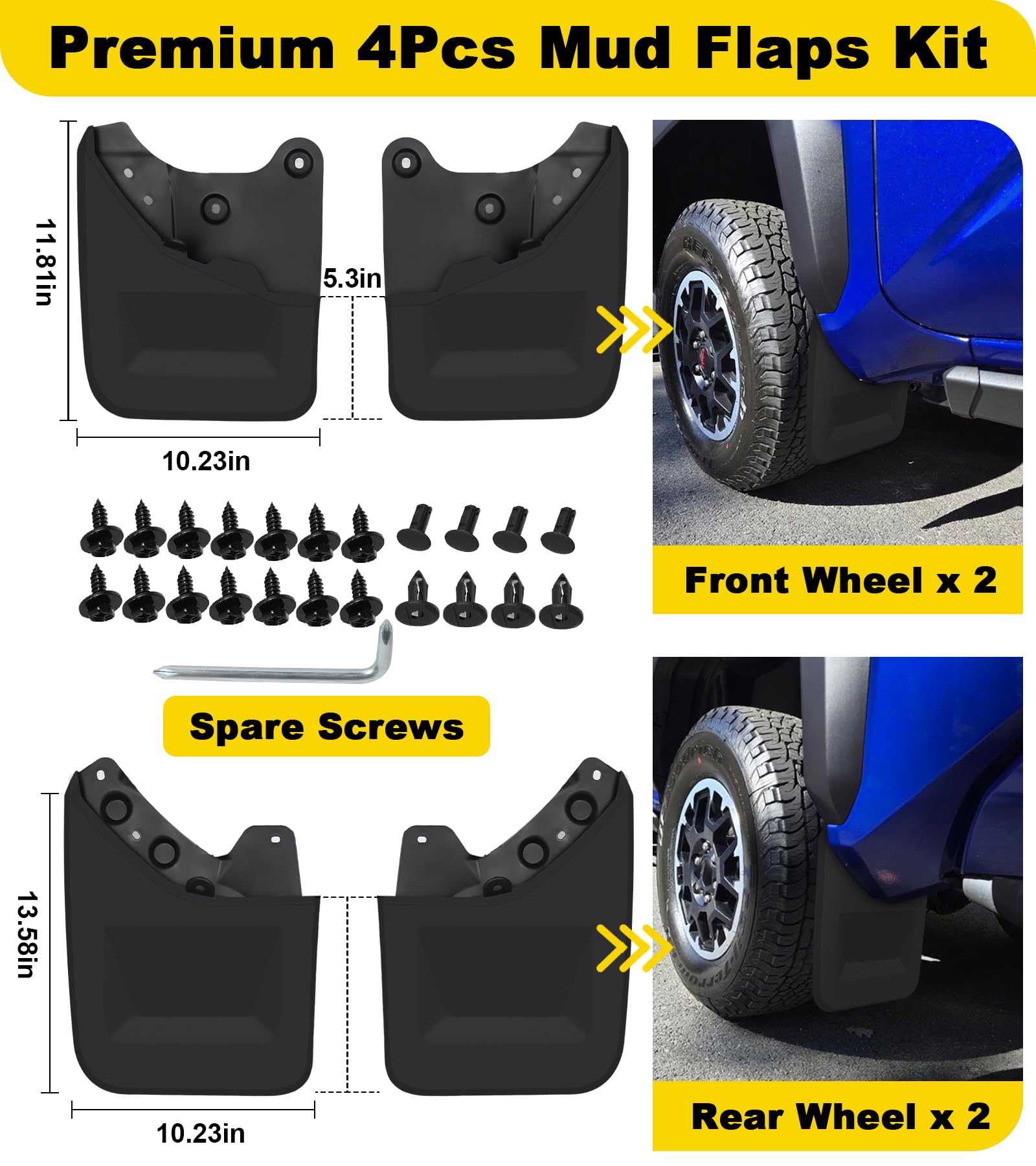 NEOXIST weather-resistant mud guards perform in rain and snow for Tacoma.