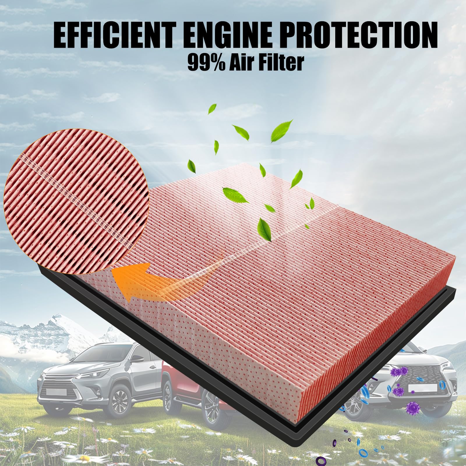Nerans CA12377 filter in car engine bay during installation.