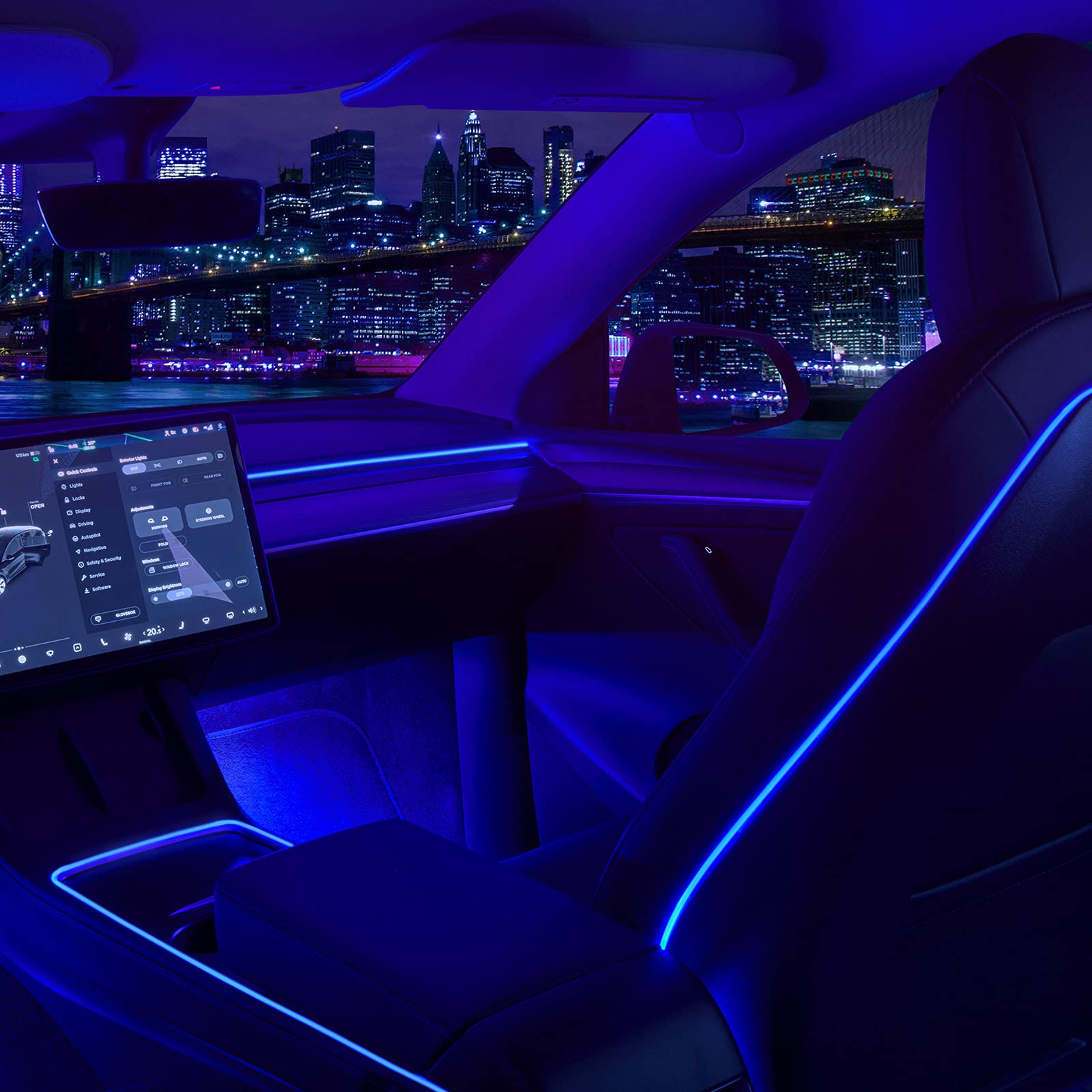 Nestour center console neon light for Tesla Model 3/Y interior ambiance and easy control
