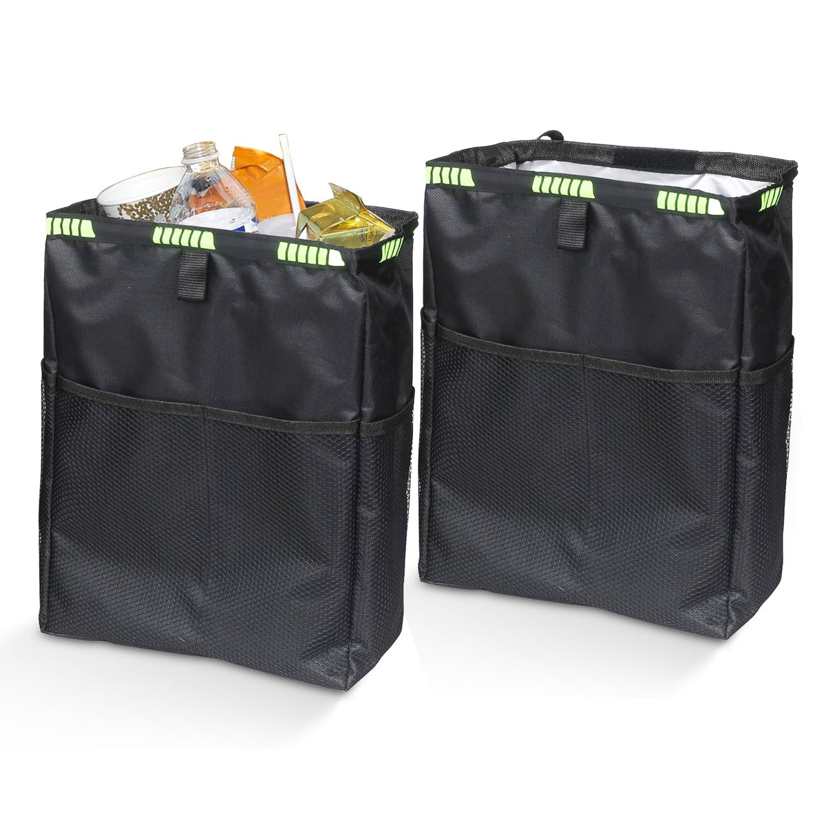 NetCan car trash can hanging on headrest offers easy reach and tidy cabin.