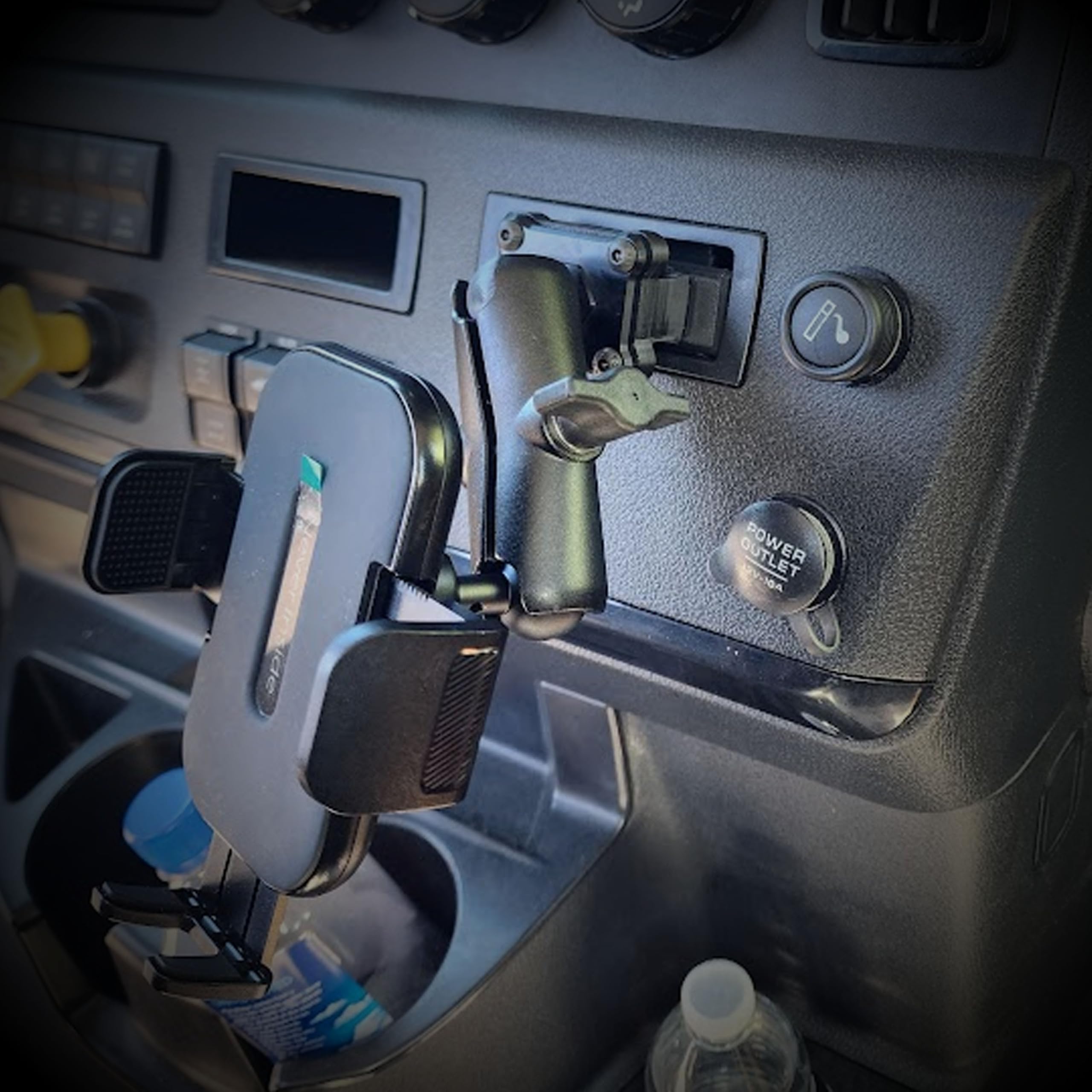 Never Inside Smash Mount FL in a semi-truck cab supports day-to-day use.
