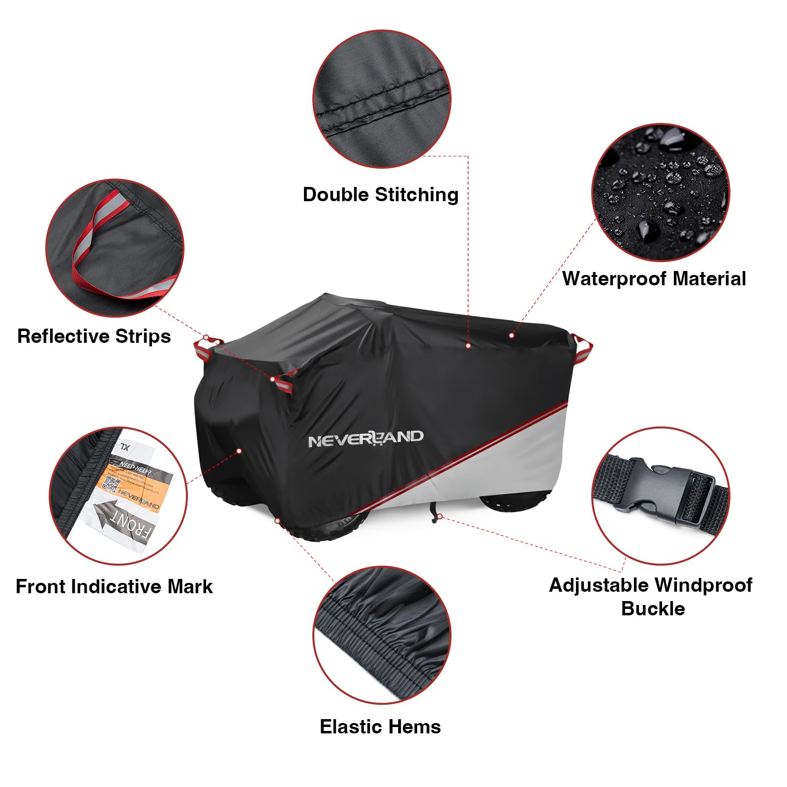 NEVERLAND ATV Cover with adjustable windproof buckle for secure parking