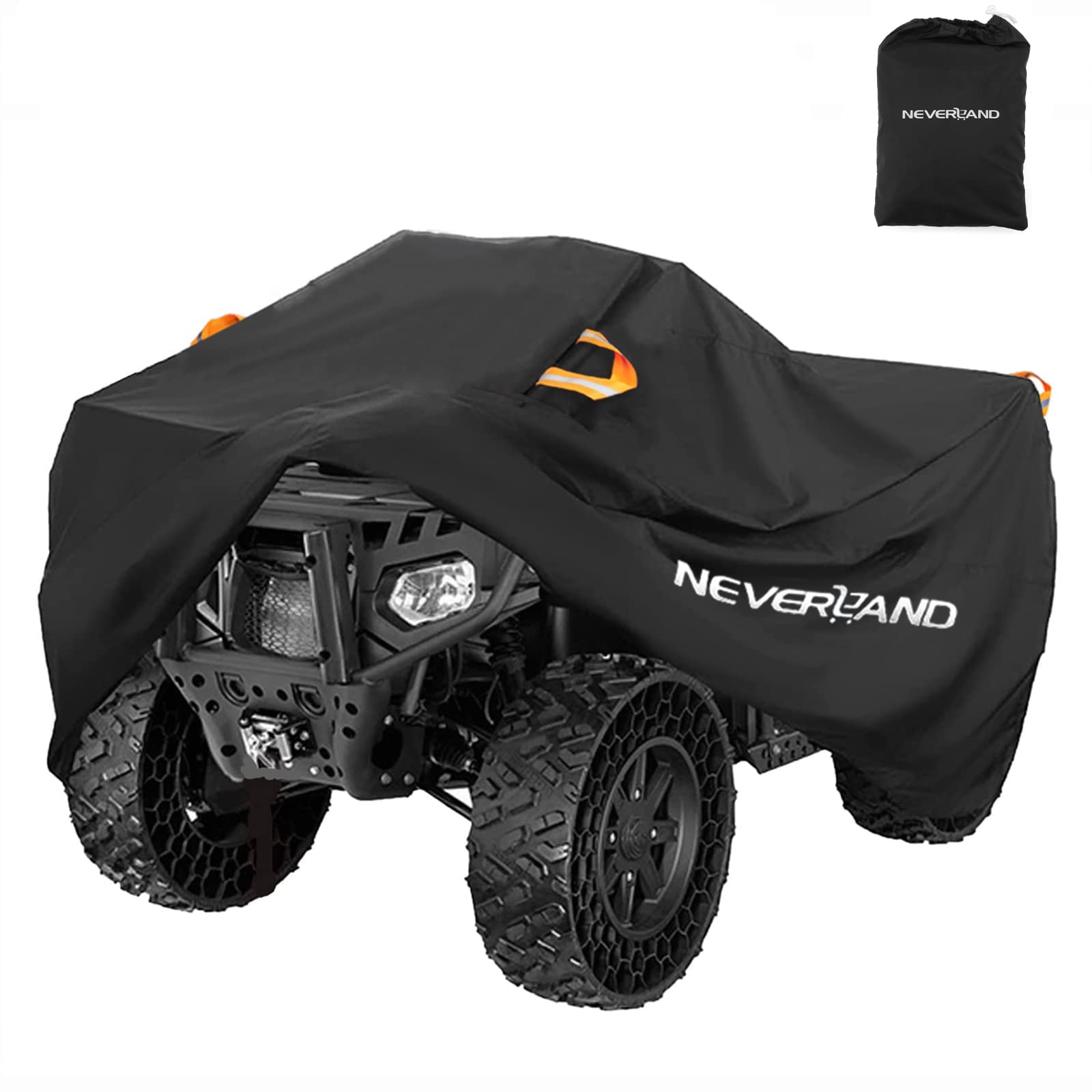 NeverLAND ATV cover front view shields the quad from rain and sun.