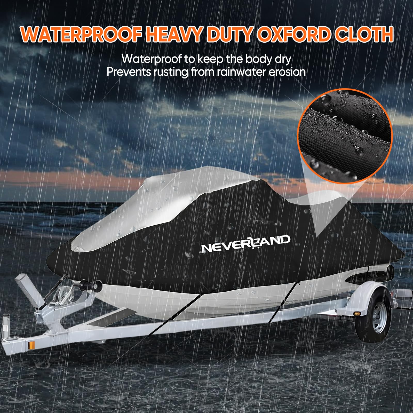 NeverLAND jet ski cover bottom-elastic-band ensures secure fit.