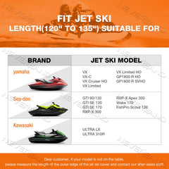 NeverLAND jet ski cover side-vent detail helps reduce moisture during transport.