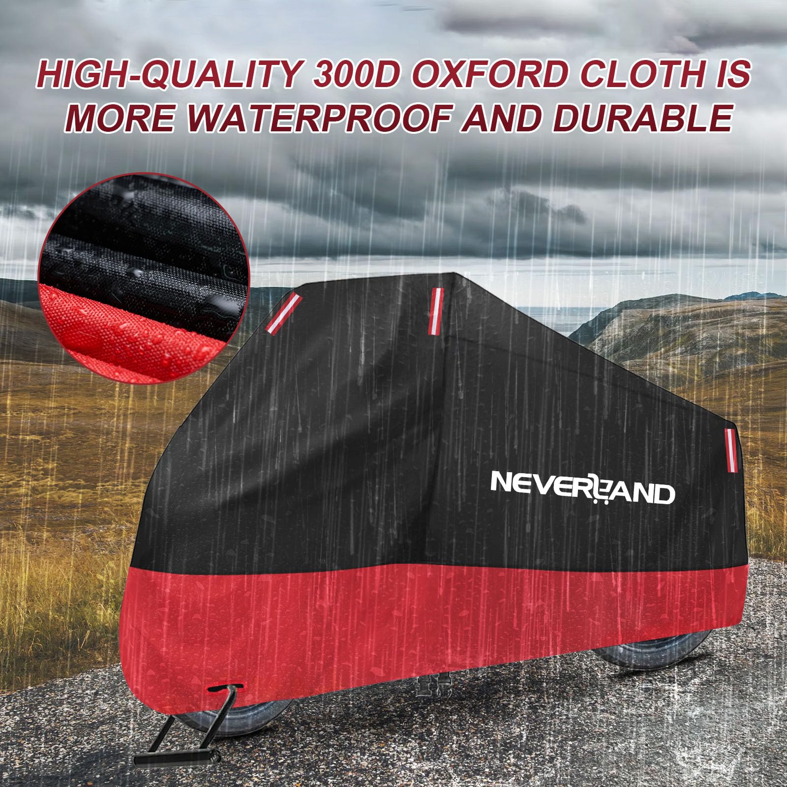 NeverLAND cover with elastic hems and buckles provides a snug, adjustable fit