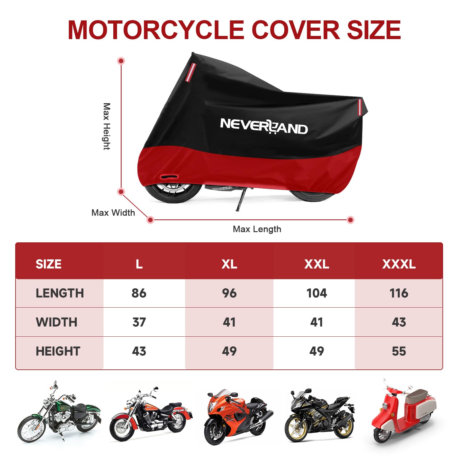 NeverLAND motorcycle cover with UV shield protecting color and finish from sun