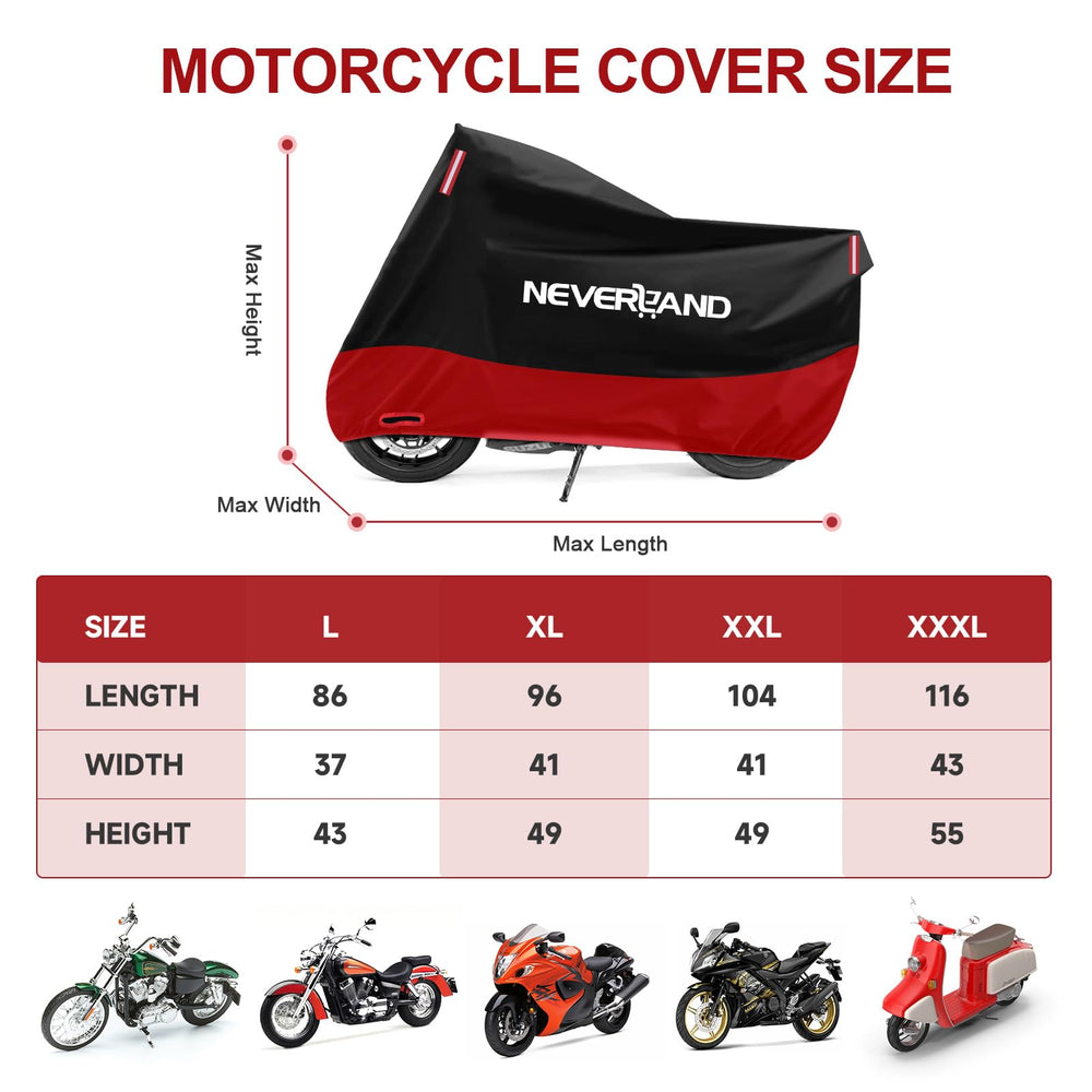NeverLAND motorcycle cover with UV shield protecting color and finish from sun