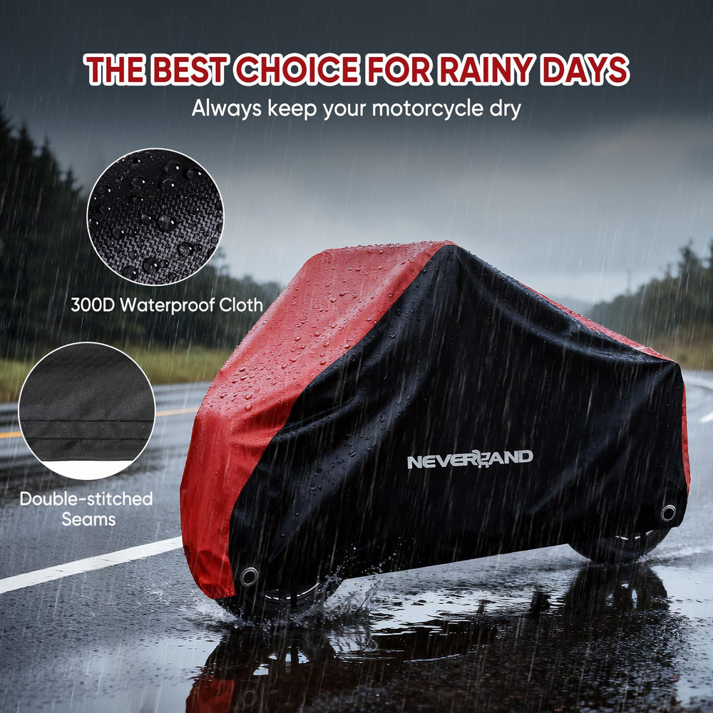 NeverLAND motorcycle cover waterproof material reveals durable 300D fabric with PU coating.