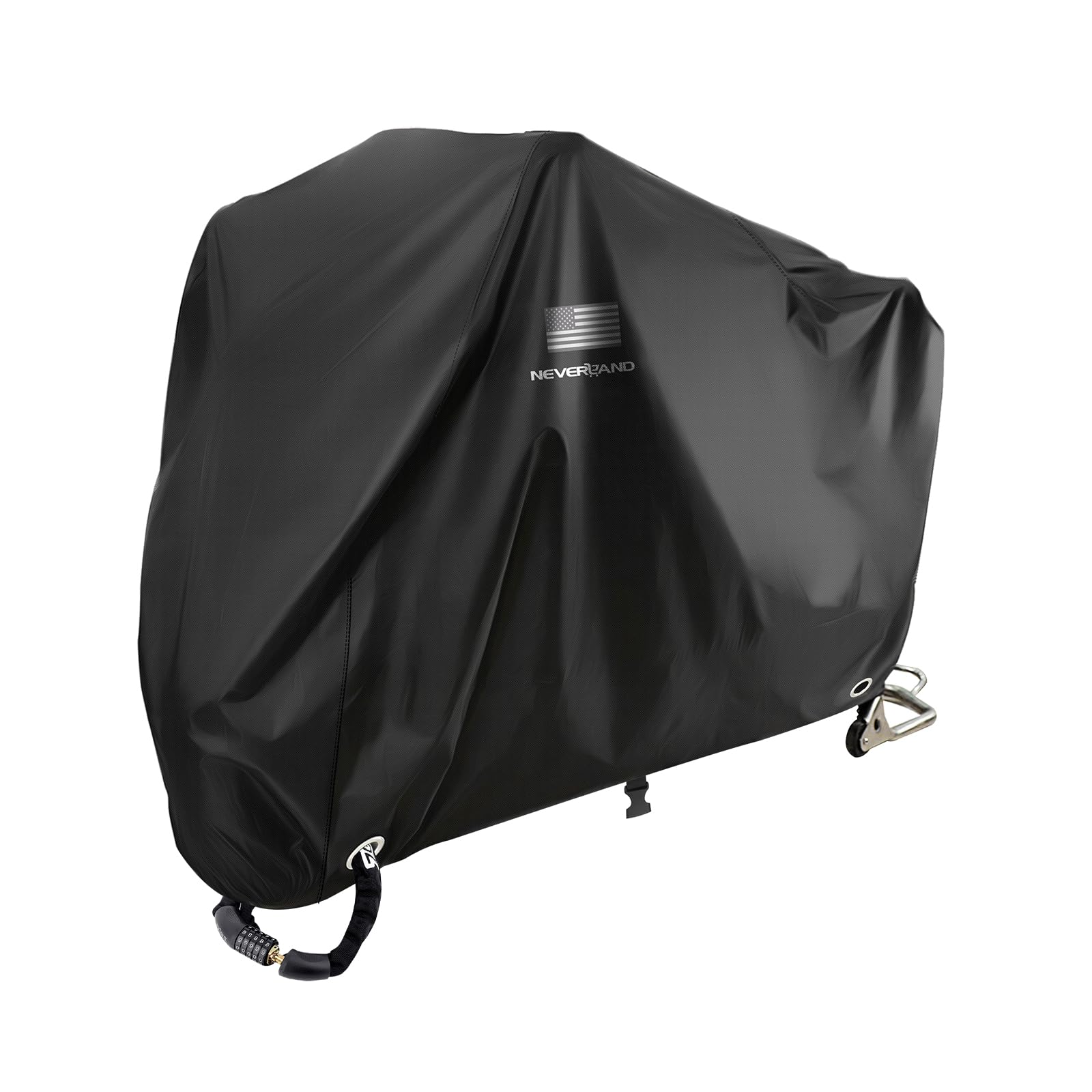 Neverland XL motorcycle cover in waterproof material protecting bike from rain and dust