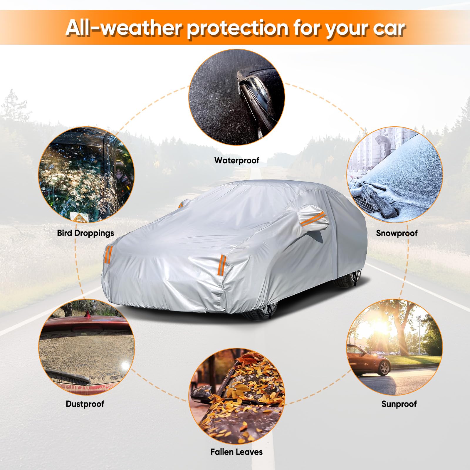 NEVERLAND sedan car cover storage bag included for easy transport