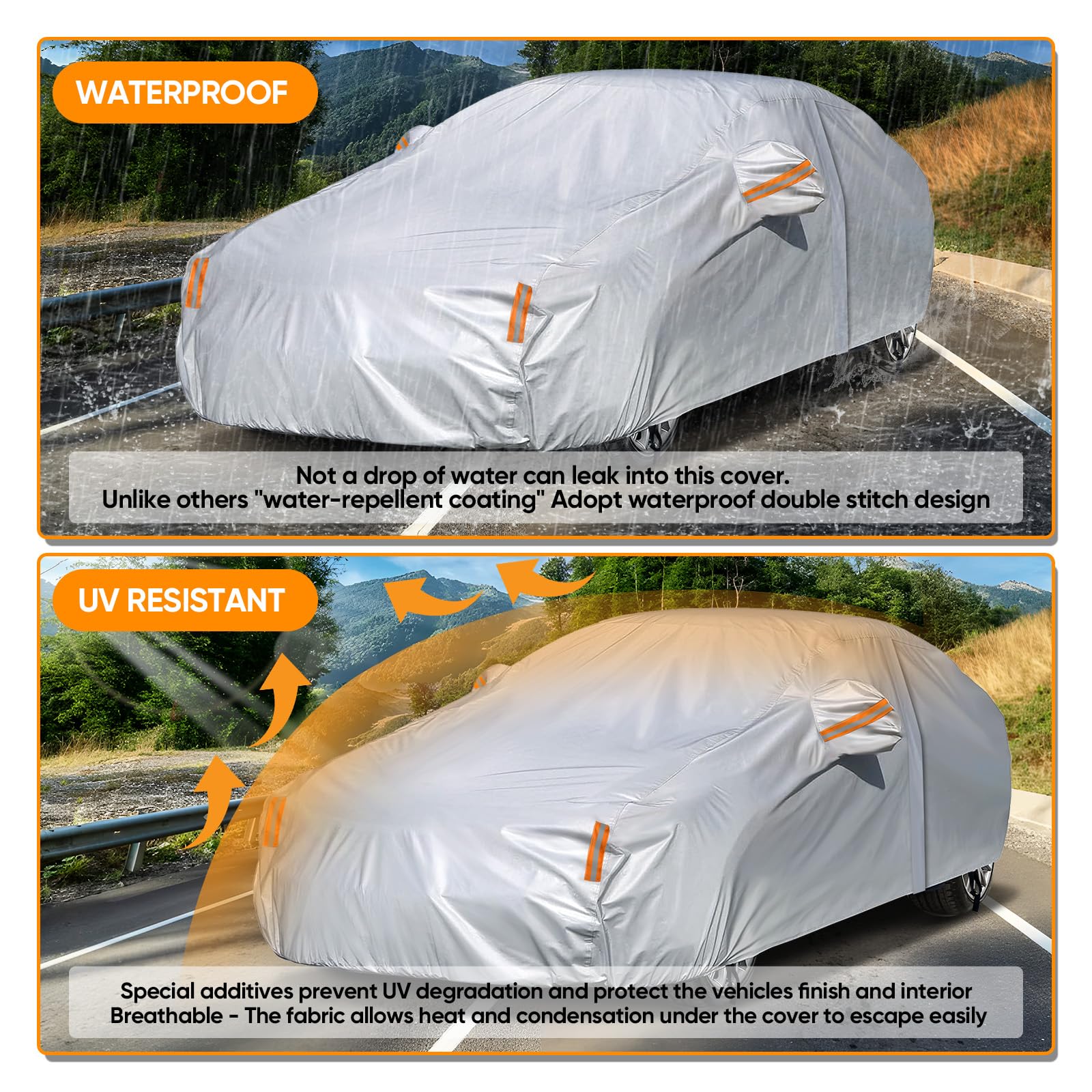 NEVERLAND sedan car cover windproof design stays secure during storms