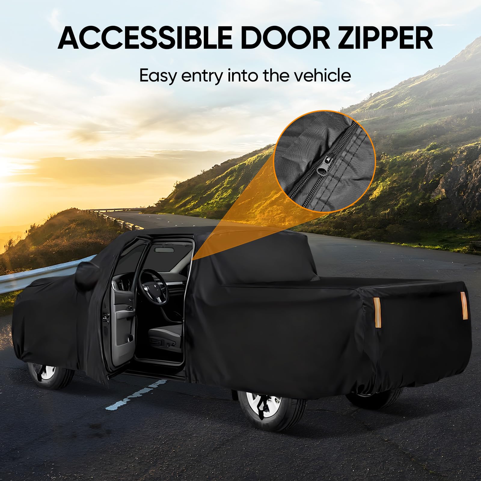 NEVERLAND elastic hem and wheel straps secure the cover against wind