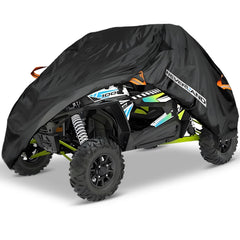 NEVERLAND UTV Cover 2-3 Seater front view protects your vehicle from rain and dust.