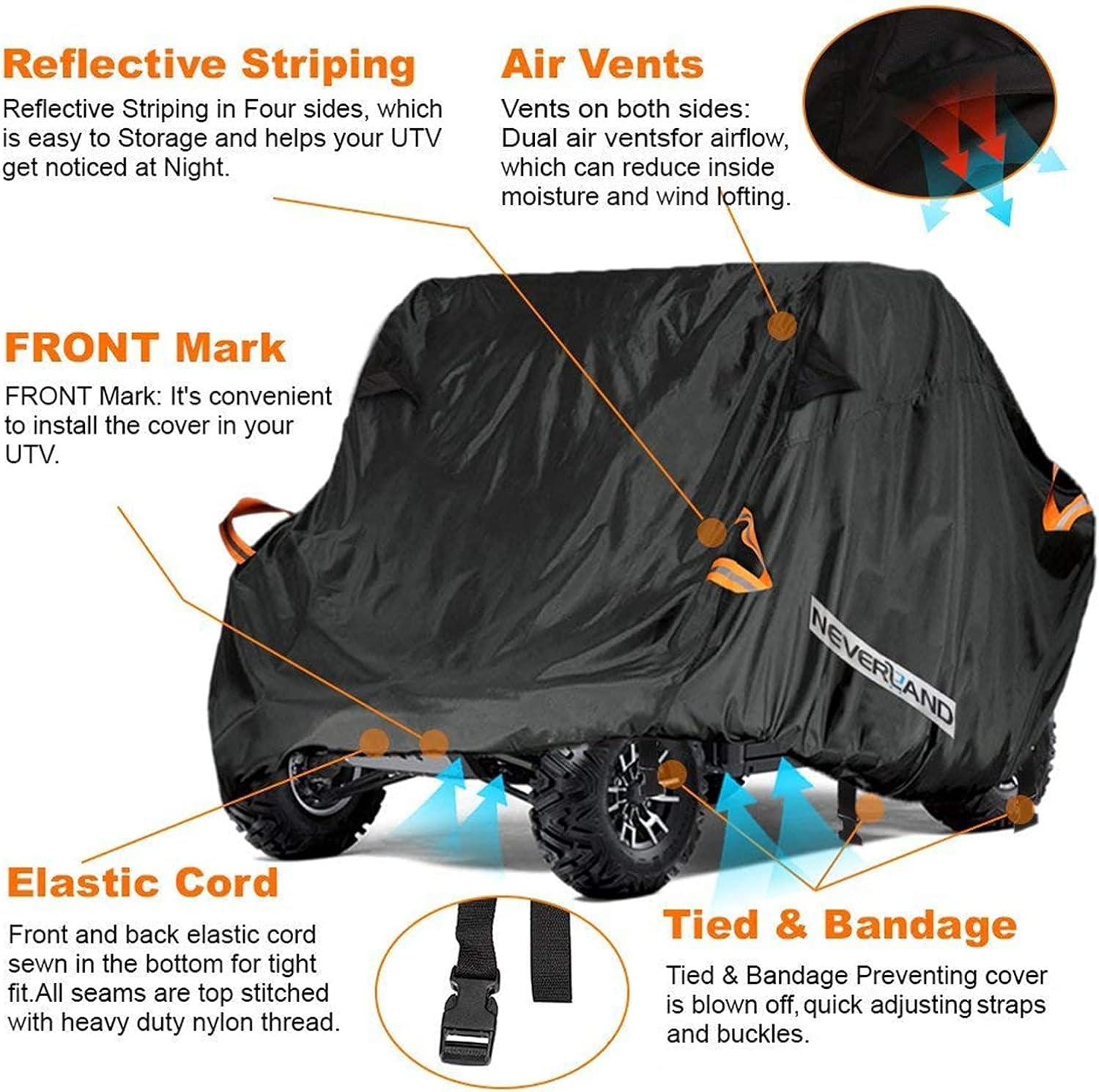 NEVERLAND UTV Cover 2-3 Seater folded storage bag for easy transport.