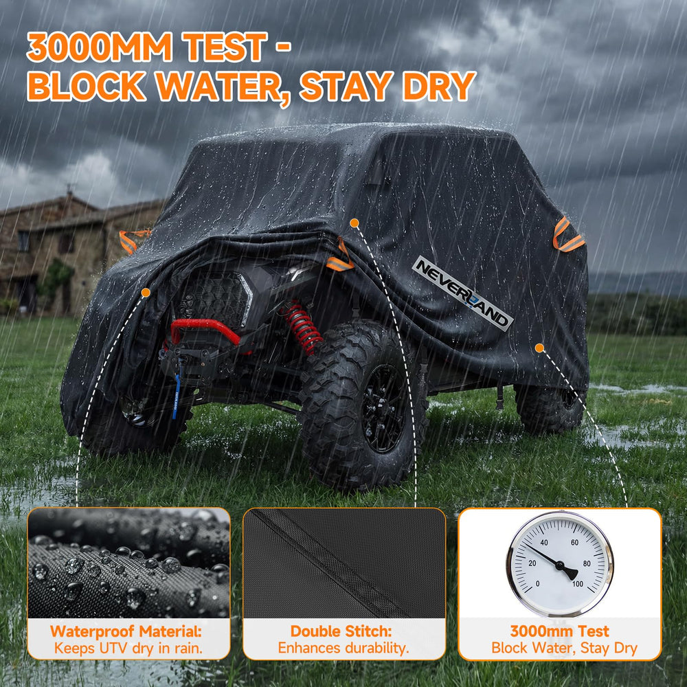 NeverLAND UTV cover strong stitching with top-stitched seams