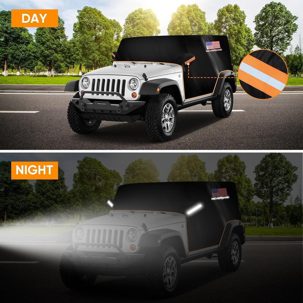 NEVERLAND Wrangler cab cover windproof straps securing the cover in breezy conditions
