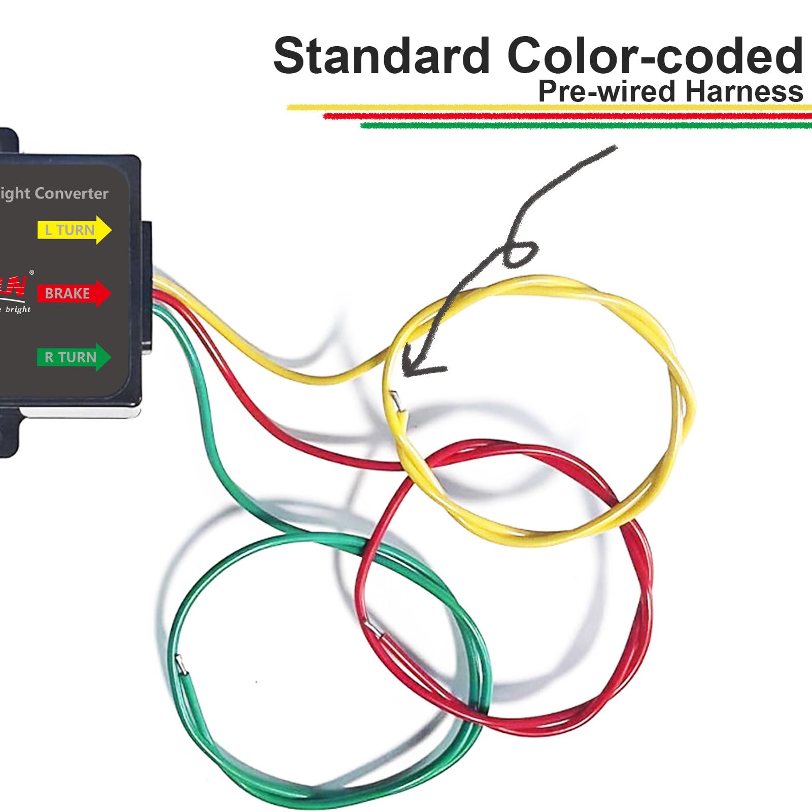 NEW SUN 4-pin flat harness close-up highlighting connection quality.