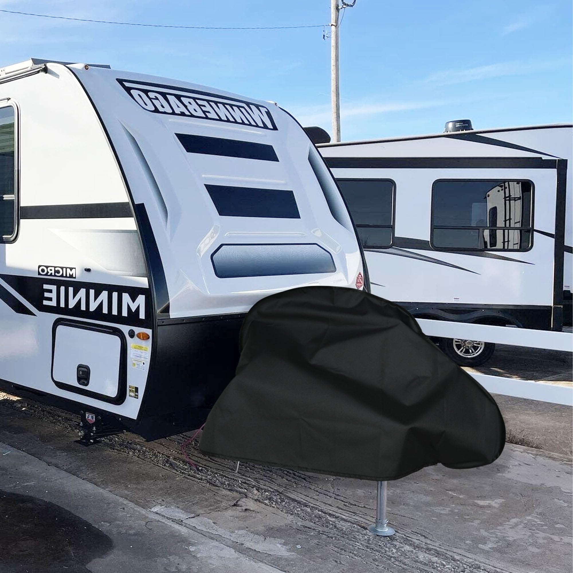 NEWFOM caravan hitch cover fits RV and trailer to protect components.