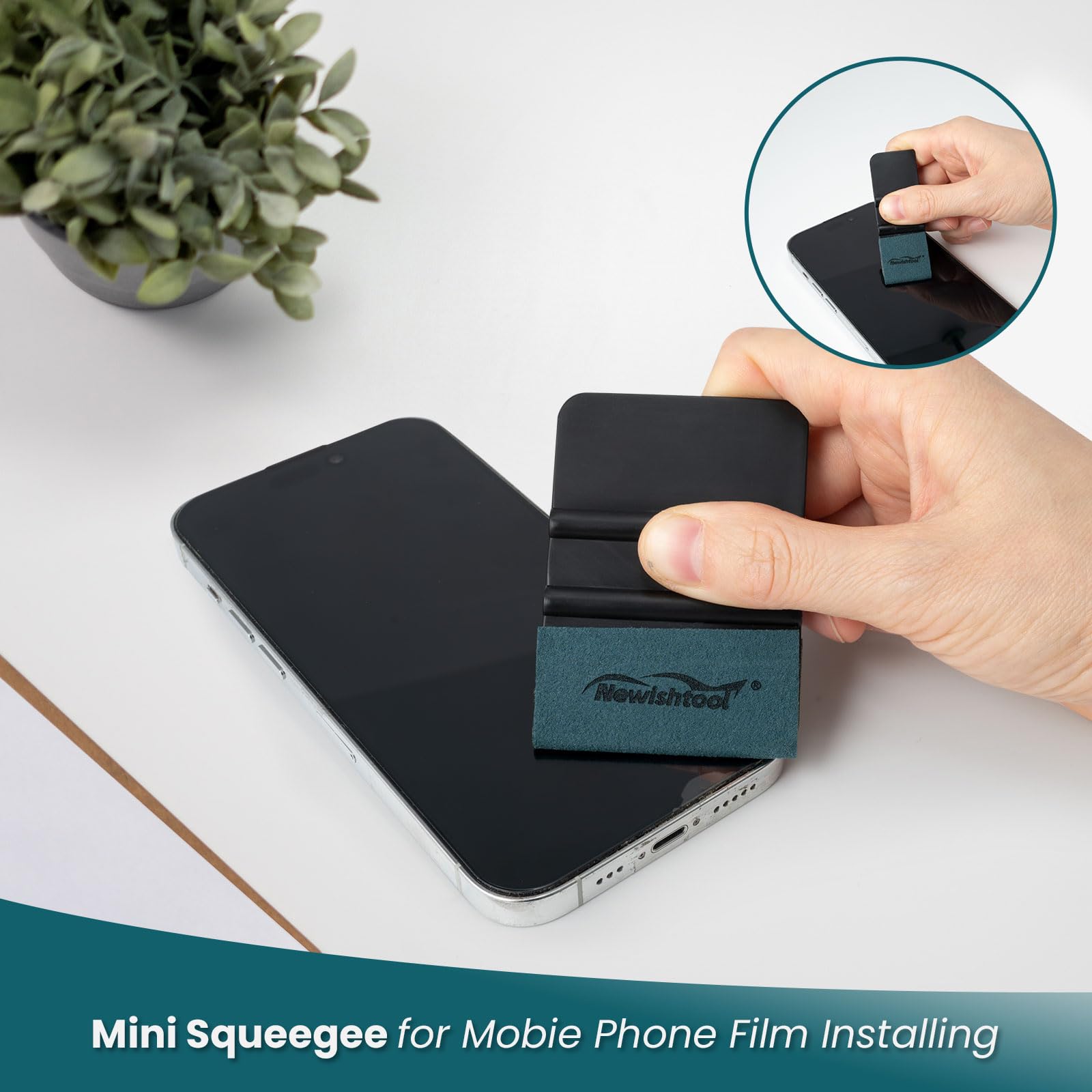 Mini NEWISHTOOL squeegee with microfiber edge for delicate materials