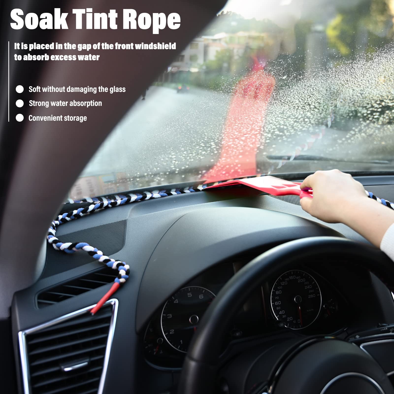 NEWISHTOOL absorbent rope for car wash helps minimize mess and leather damage.