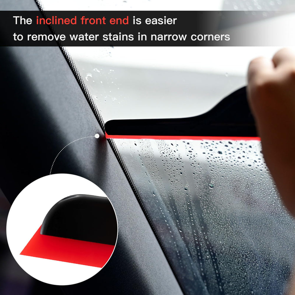 NEWISHTOOL bevel-edge silicone blade squeegee helps prevent scratches on delicate glass.