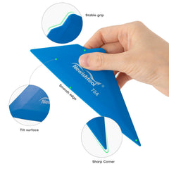 NEWISHTOOL blue triangle squeegee showing soft edge for bubble-free film