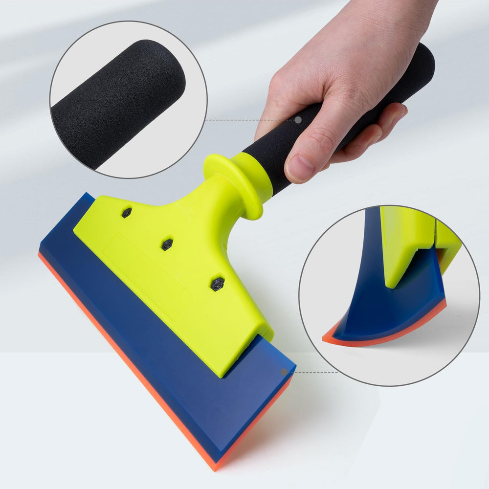 NEWISHTOOL nylon-covered handle provides secure grip in wet conditions during cleaning.