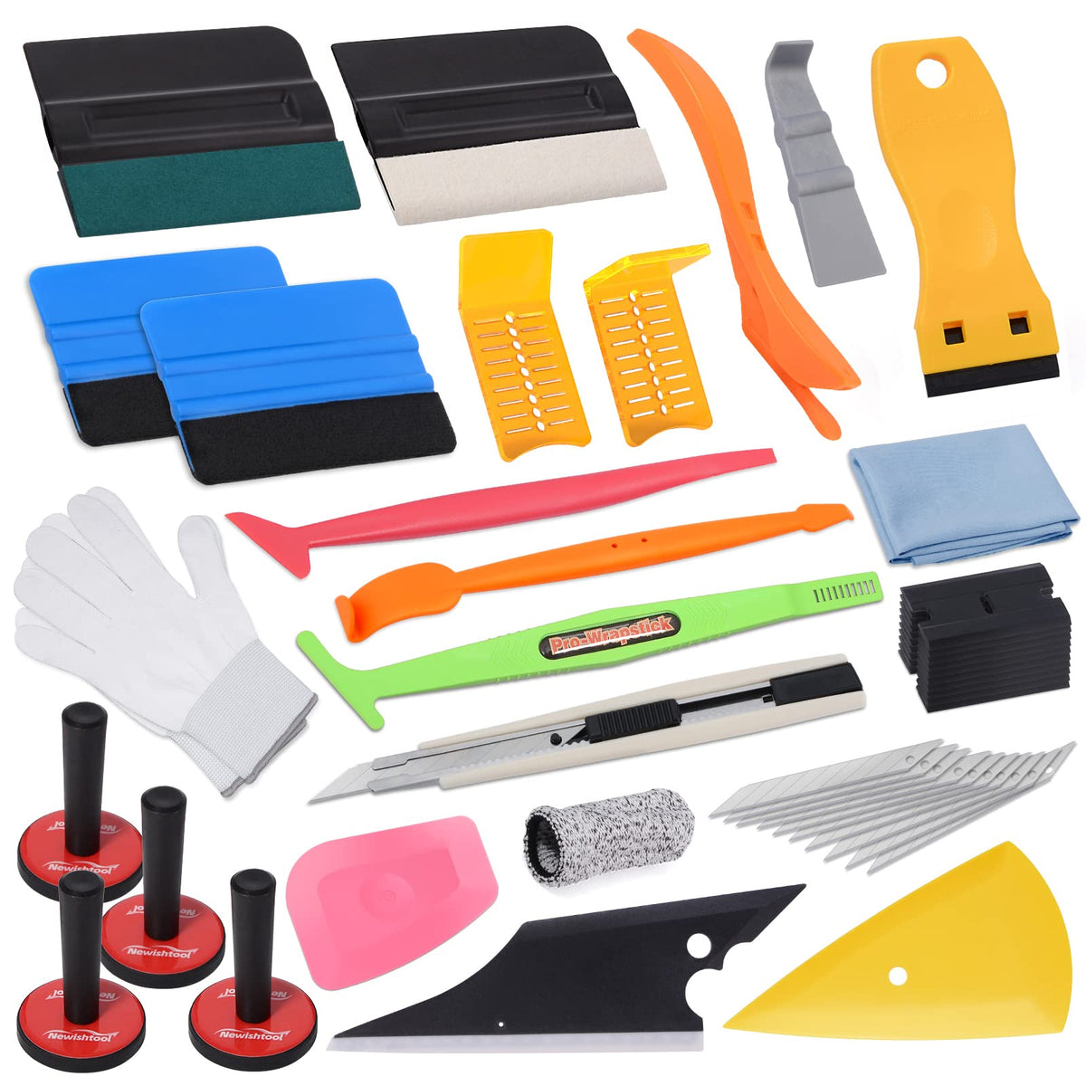 NEWISHTOOL Pro Vinyl Wraps Applicator Tool Kit overview for smooth, bubble-free film application.