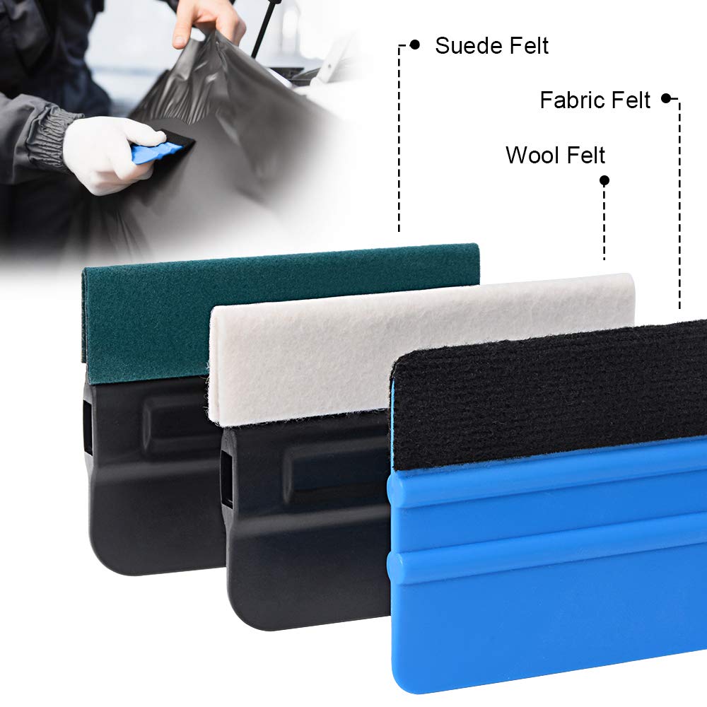 NEWISHTOOL Pro Vinyl Wraps Applicator Tool Kit plastic scraper reduces edge and corner resistance.