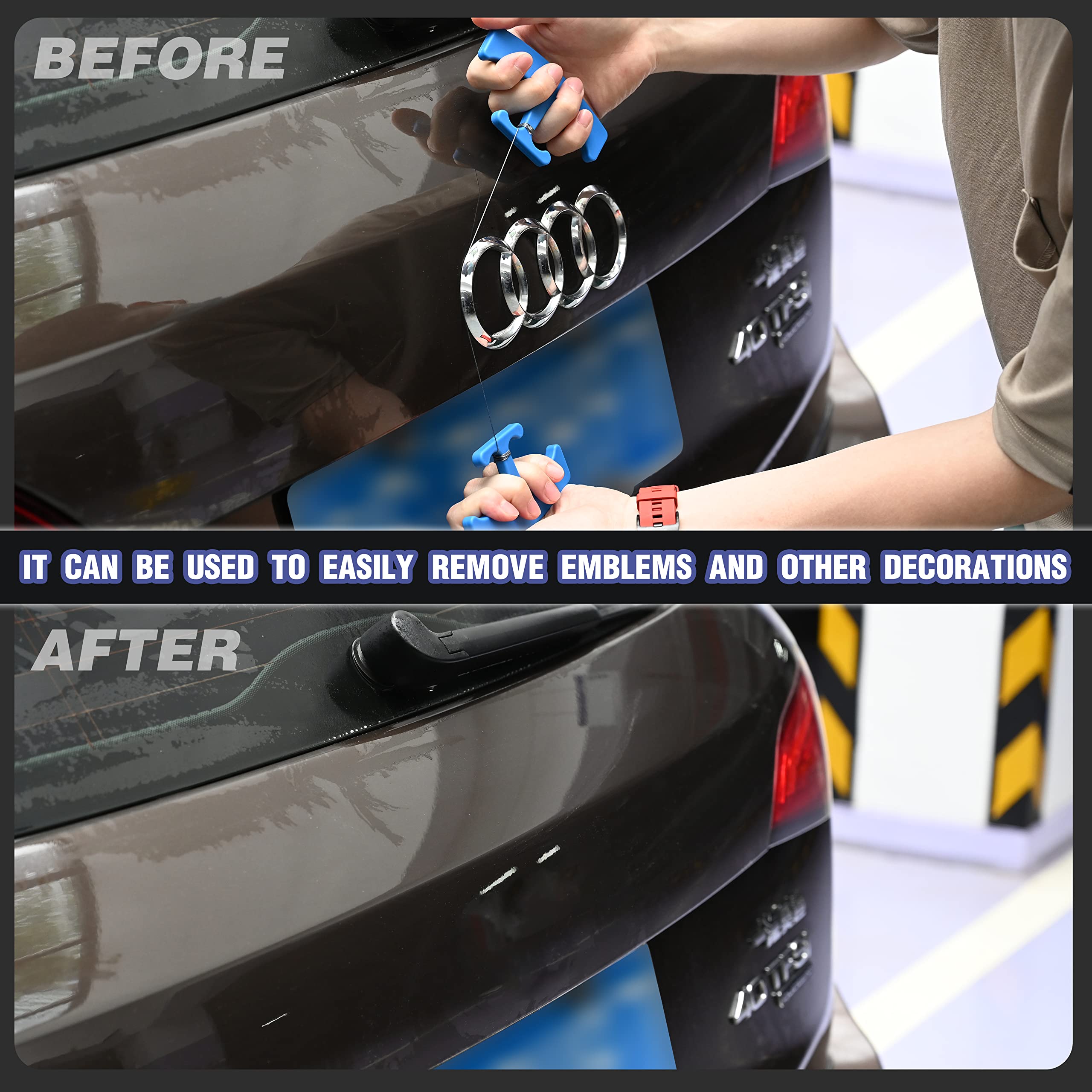Scratch-free removal cord protects vehicle finish during badge lifting by NEWISHTOOL.