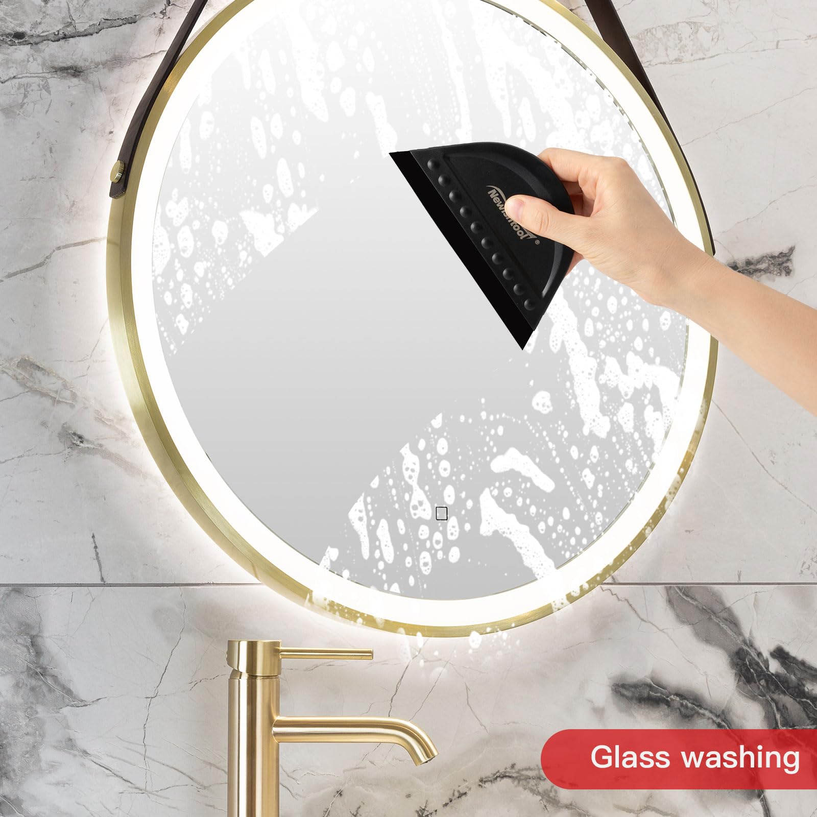 NEWISHTOOL Soft silicone blade squeegee removes water gently.
