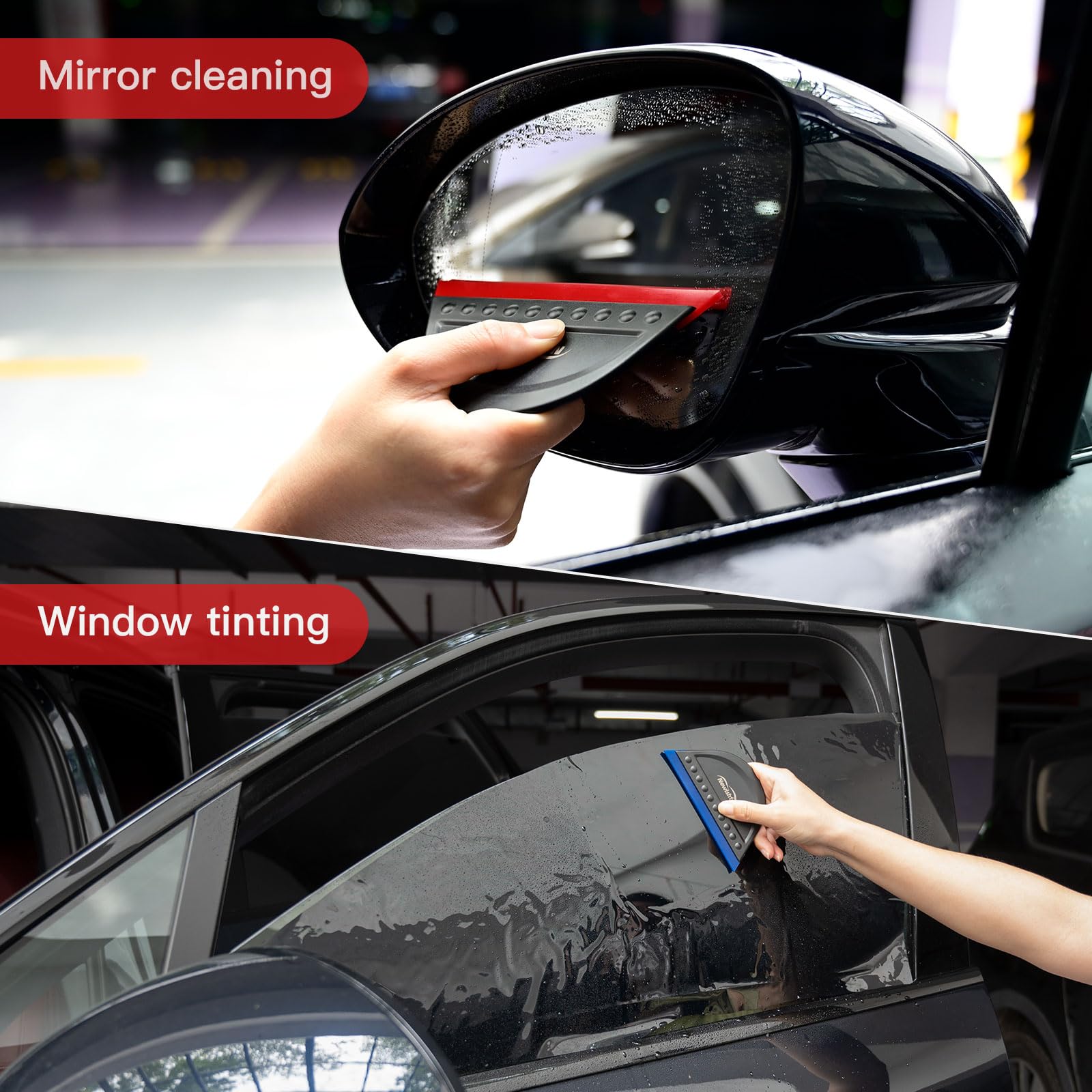 NEWISHTOOL Window prep squeegee helps primer and film setup on glass.