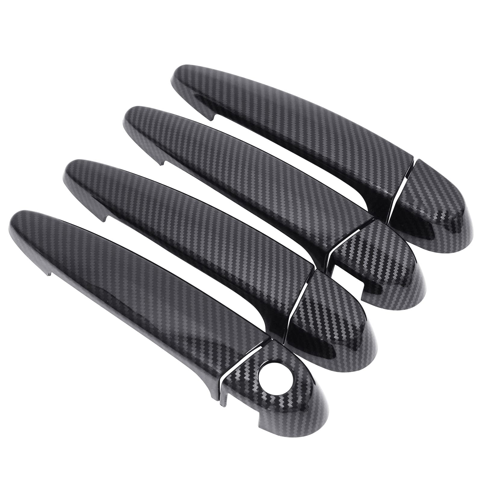 NewYall carbon fiber exterior door handle cover on the front left, enhances sport look and protection.