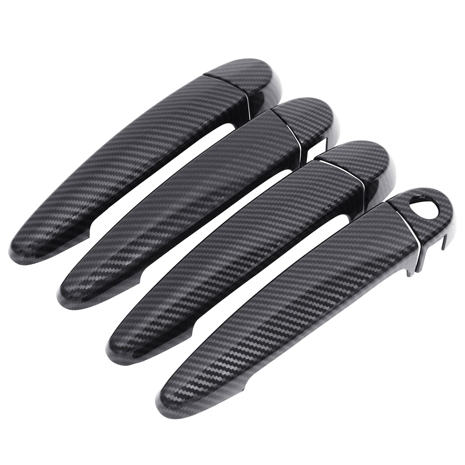 NewYall carbon fiber exterior door handle cover on the front right, adds premium finish.
