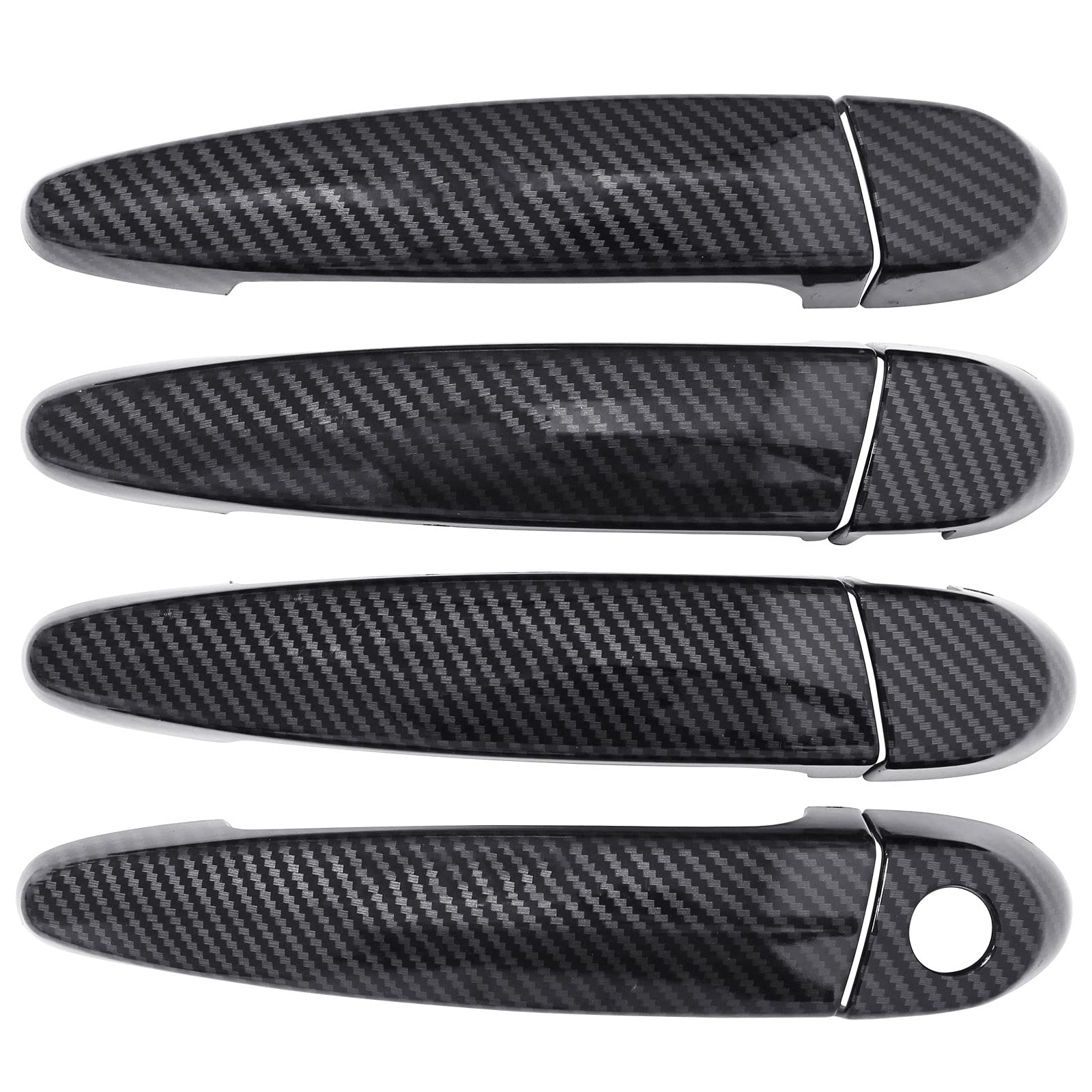 NewYall carbon fiber exterior door handle cover on the rear left, resists wear.