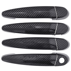 NewYall carbon fiber exterior door handle cover on the rear left, resists wear.