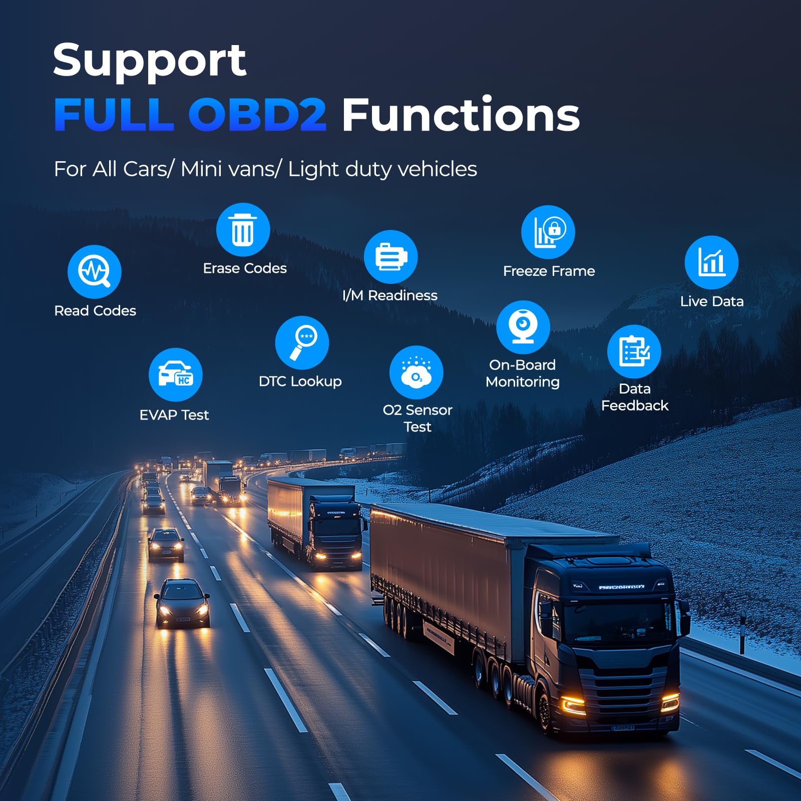 NEXAS NL102 OBD2 functionality icons capture essential vehicle data