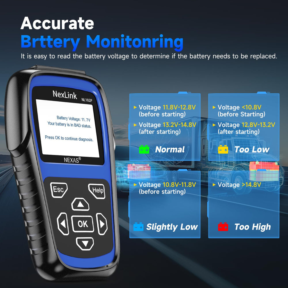 NEXAS NL102P diagnostic interface display simplifies truck diagnostics.