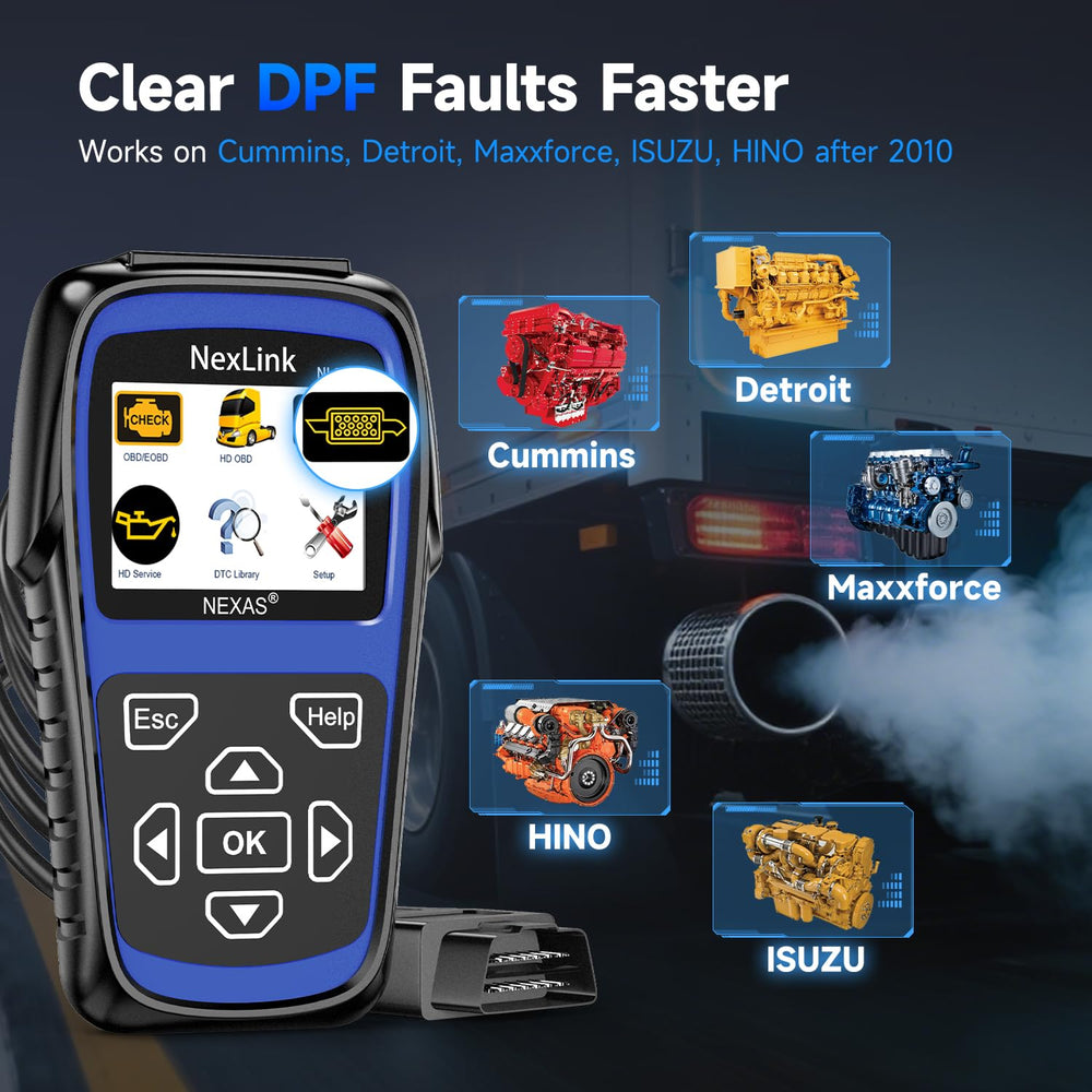 NEXAS NL102P oil reset supports Cummins maintenance tasks.