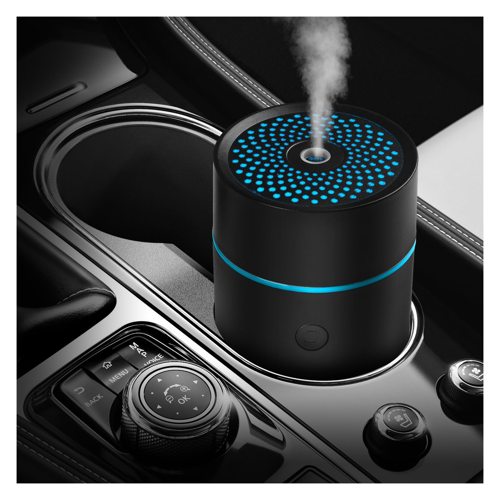NEXHC car fragrance diffuser with compact design for discreet on-the-go fragrance.